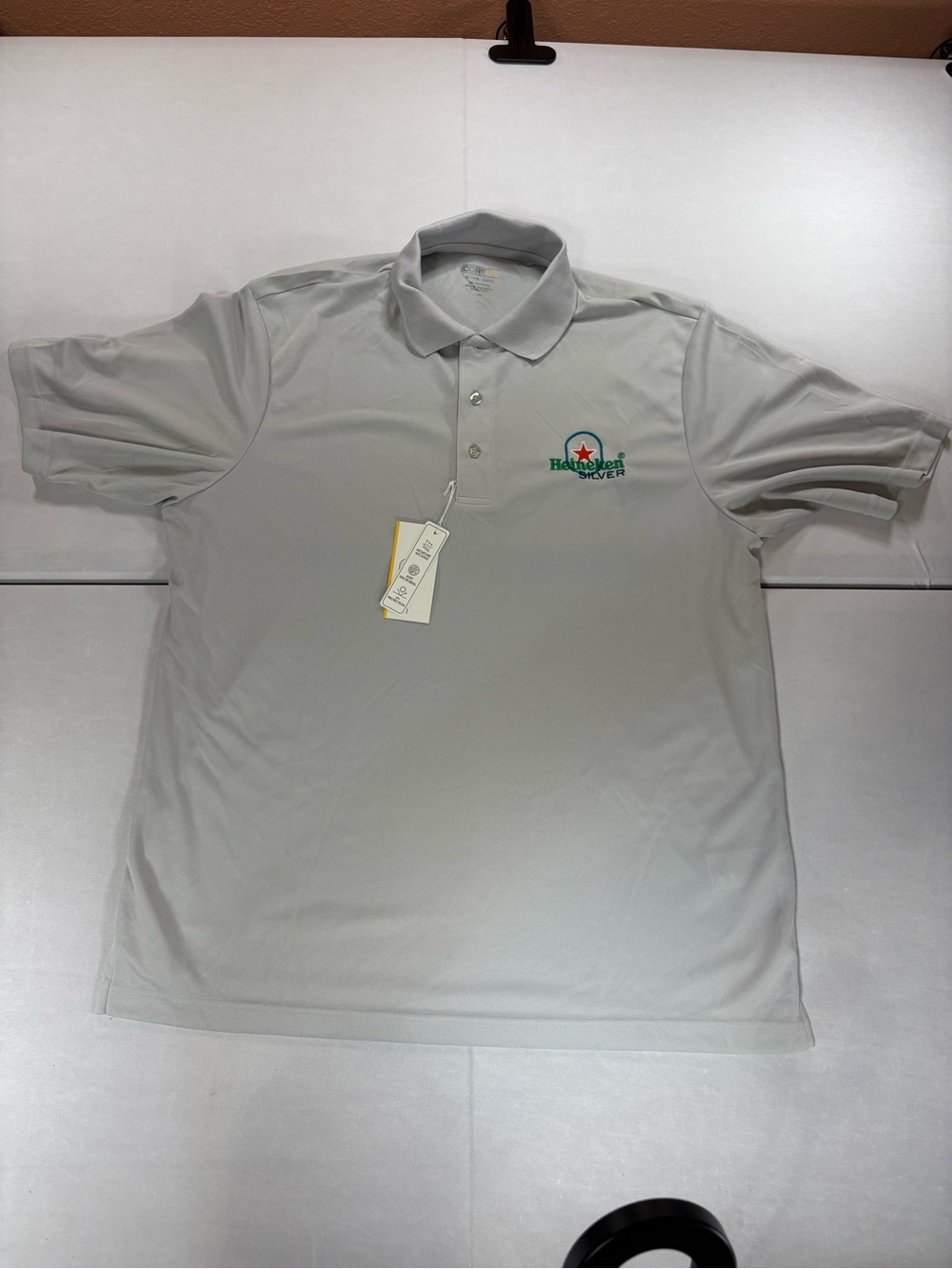 Heineken Silver Men’s Polo Shirt Large Gray Embroidered Logo